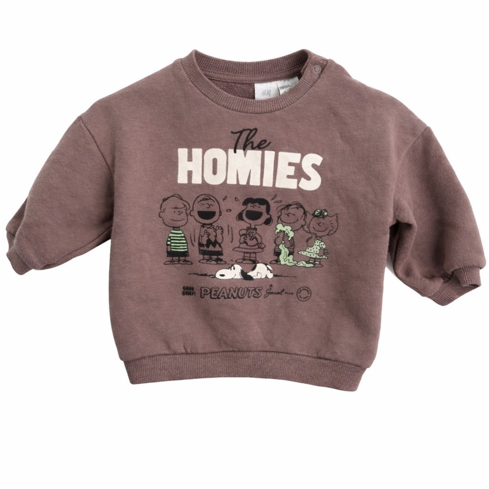 H&M Peanuts Snoopy Homies Sweatshirt 6M Baby Graphic Cozy Brown